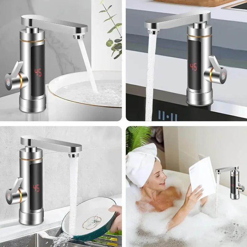 Electric Instant Tankless Hot Water Faucet — LCD Temperature Display, 360° Mixed Flow
