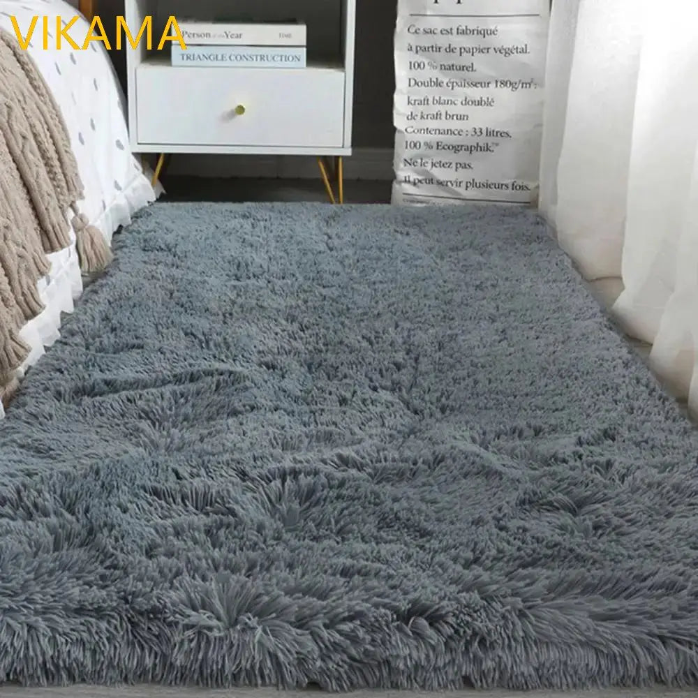 Solid Color Plush Area Rug & Bed Blanket – Soft Silk Wool Carpet for Bedroom & Living Room, 7 Colors & 7 Sizes