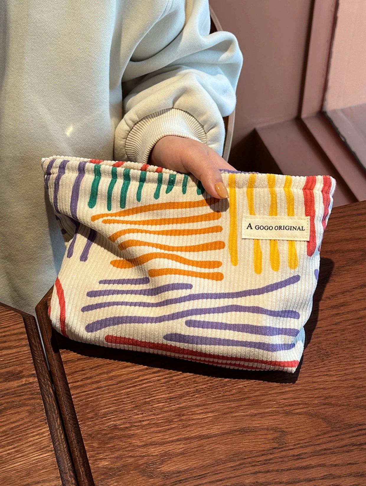 Large Capacity Corduroy Travel Cosmetic Bag