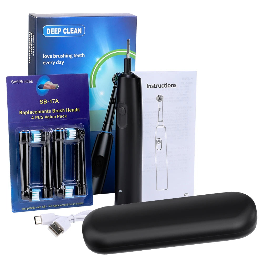 Ms.Dear Rotating Electric Toothbrush – 5 Modes, IP67 Waterproof, 30-Day Battery, 4 Brush Heads