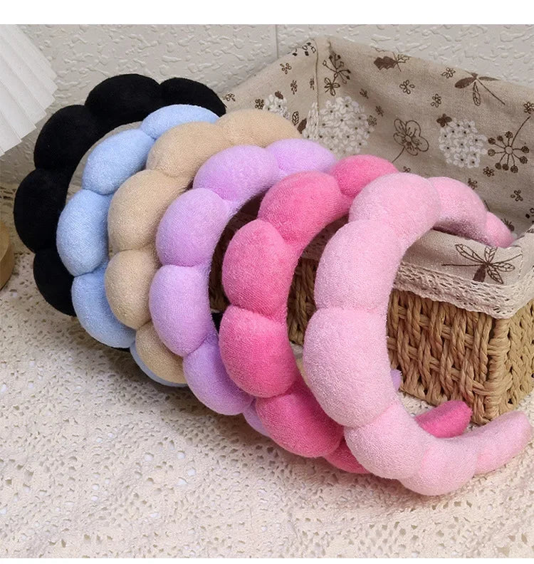 Puffy Spa Headband & Wristbands Set — Microfiber