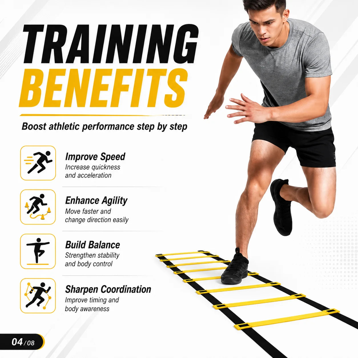 Agility Ladder Set – 2-10M Speed Training with Carry Bag for Soccer, Football, Footwork & Home Gym Drills