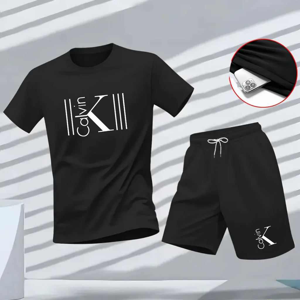 Men's Pattern Print T-Shirt & Shorts Set – Breathable Summer Streetwear Casual 2-Piece