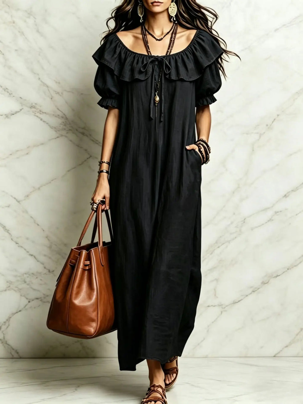 Long Dress Women Dresses Vestidos Y2k Streetwear Round Neck Sleeveless Ruffles Casual Elegant Splice Party Beach Work 2026