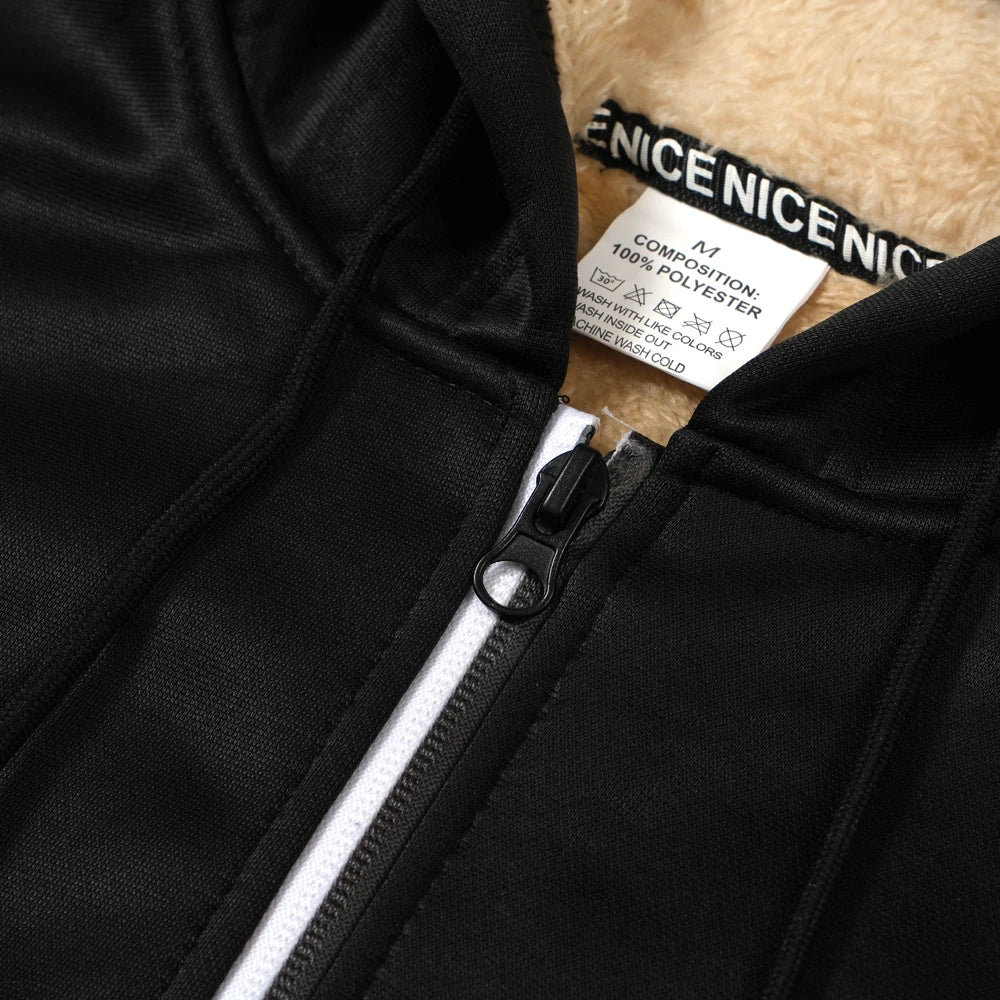 Men's Camouflage Fleece Hooded Zip Jacket – Thick Streetwear Coat for Autumn & Winter
