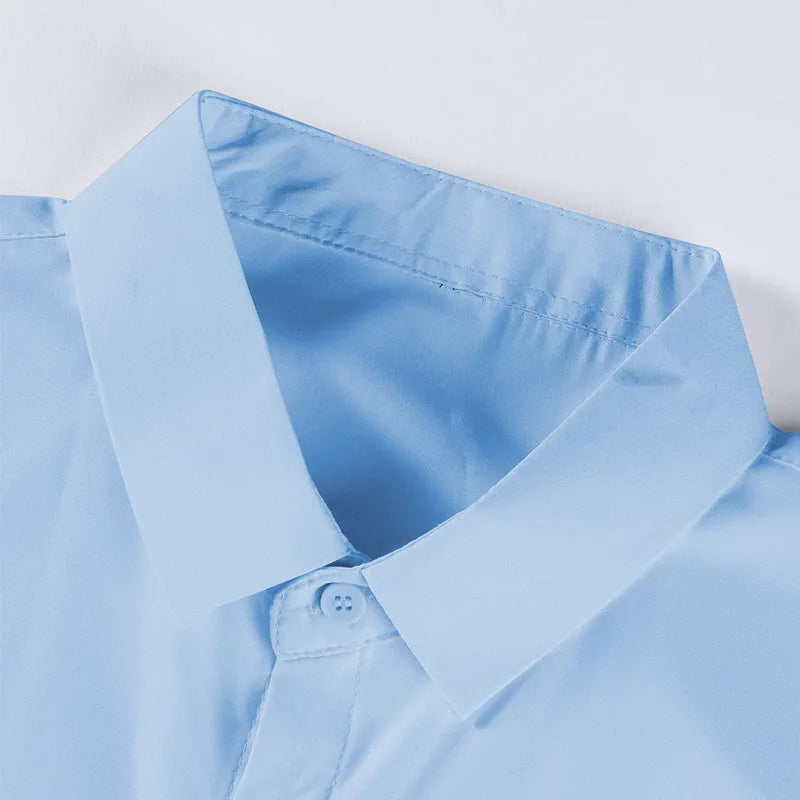 Men's No-Iron Solid Color Short Sleeve Shirt — Wrinkle-Free Casual Shirt