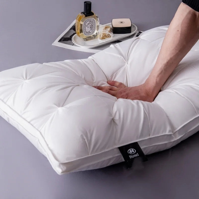 Hotel-Grade Pure Cotton Sleeping Pillow – 3D Bread Shape, Polyester Fill, 48x74cm
