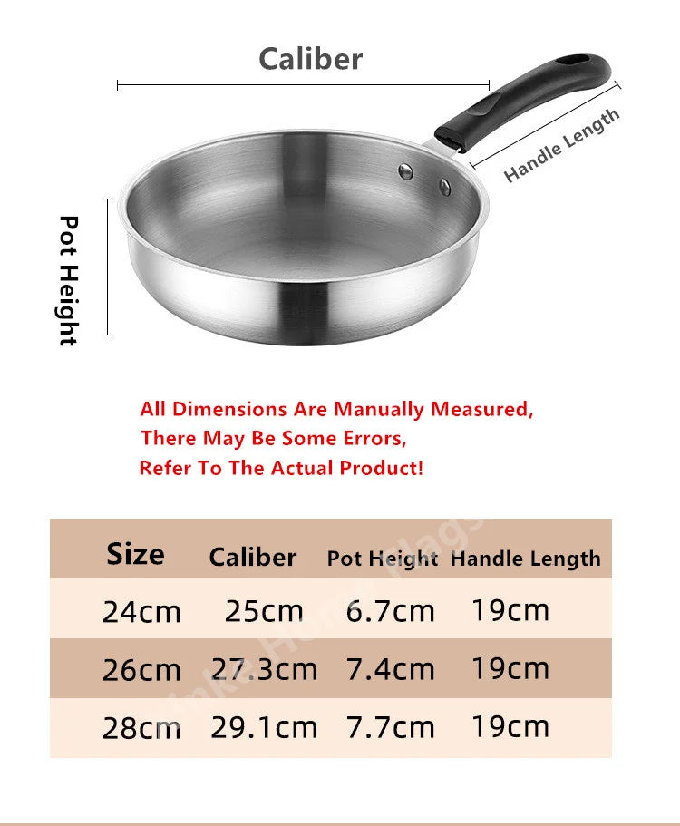 Stainless Steel Wok – Uncoated 24cm & 26cm Frying Pan