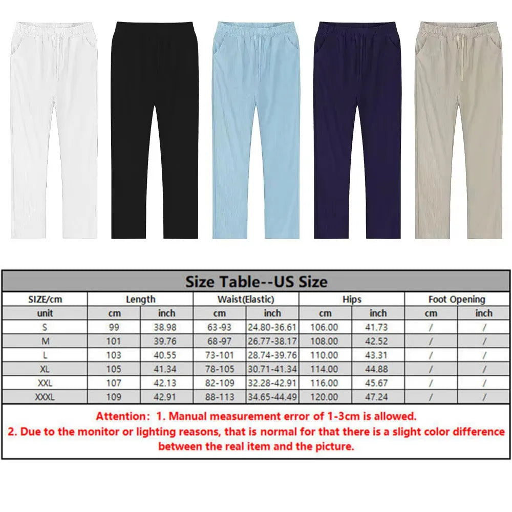 Men's Cotton Linen Shirt & Pants Set – Solid Color Hawaiian Beach Vacation Casual 2-Piece