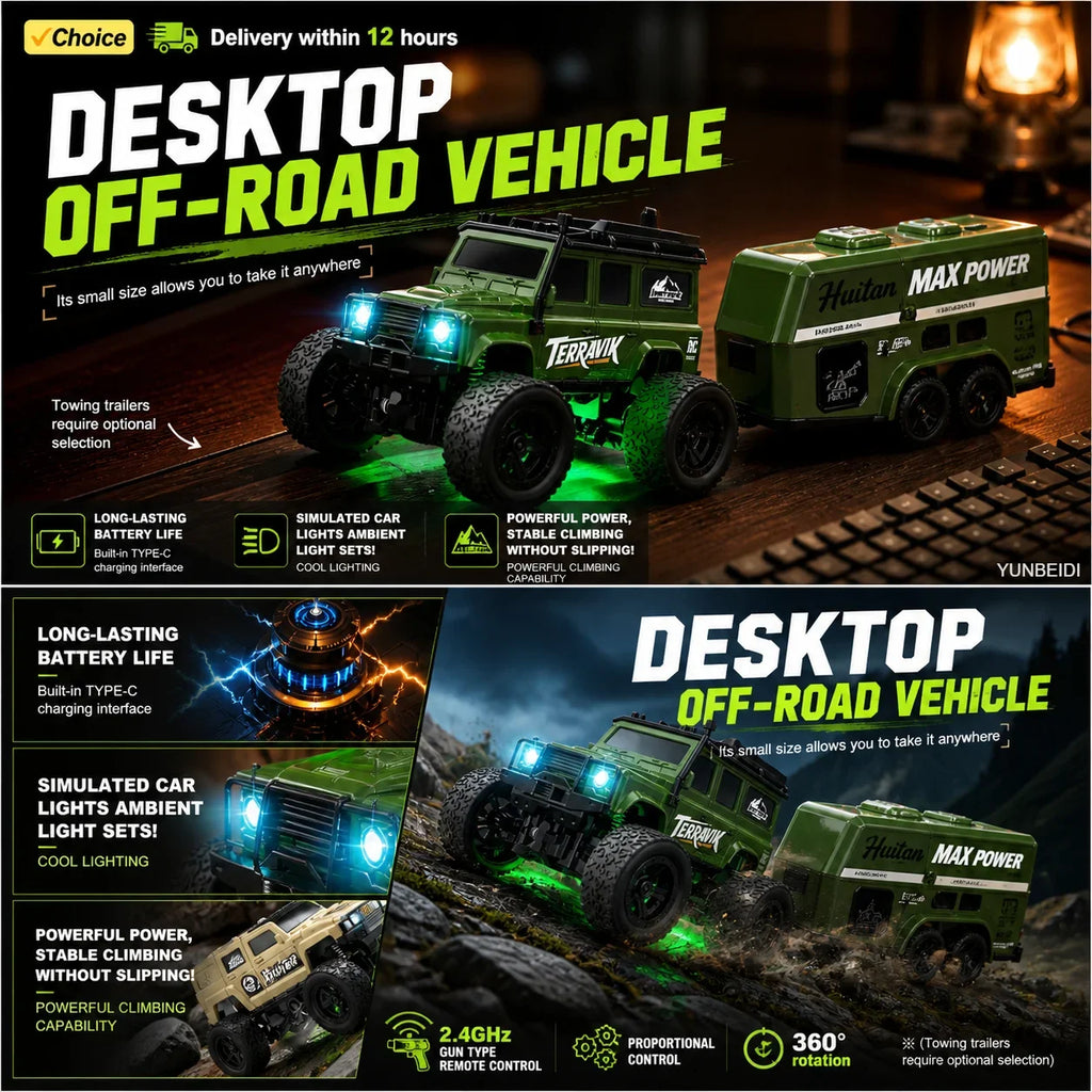 1/64 Scale Mini 4WD RC Drift Racing Car – Type-C Rechargeable Desktop Racer