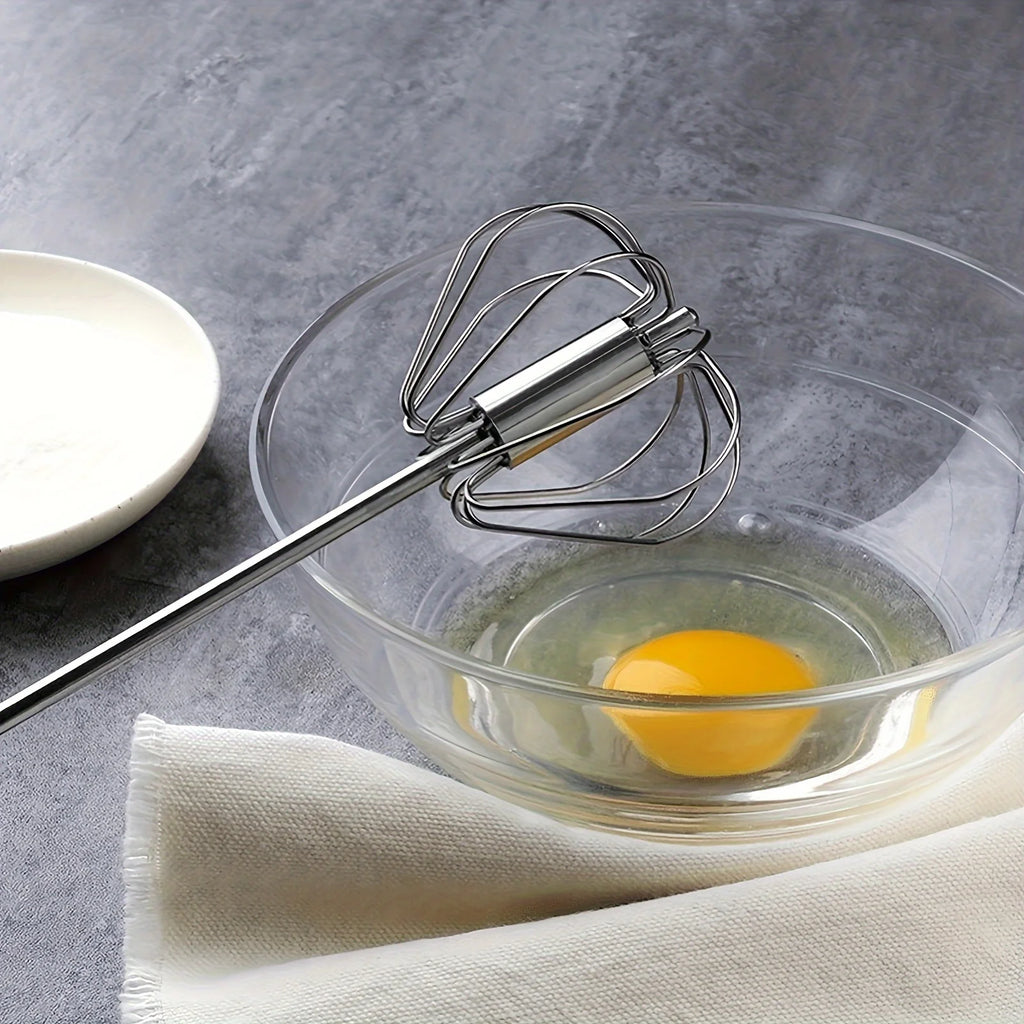 Whisk Faster. Bake Better. — Stainless Steel Semi-Automatic Egg Beater | S/M/L Sizes, Hand Push Mixer, Milk Frother, Kitchen Baking Tool