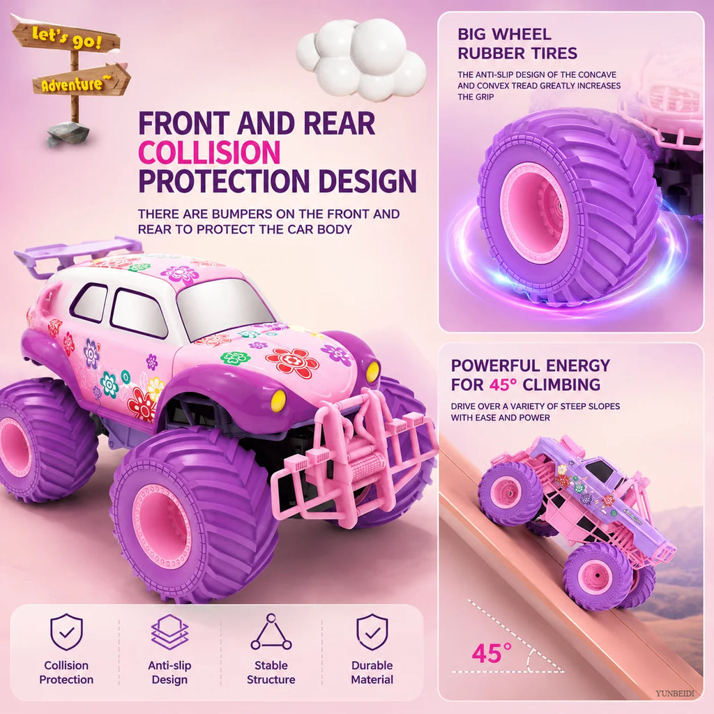 1:16 Pink Remote Control Car 2.4G_Hz Spray Music Light DIY Sticker Racing Car 1:18 Climbing Off-road Toy Car Kids Festival Gifts