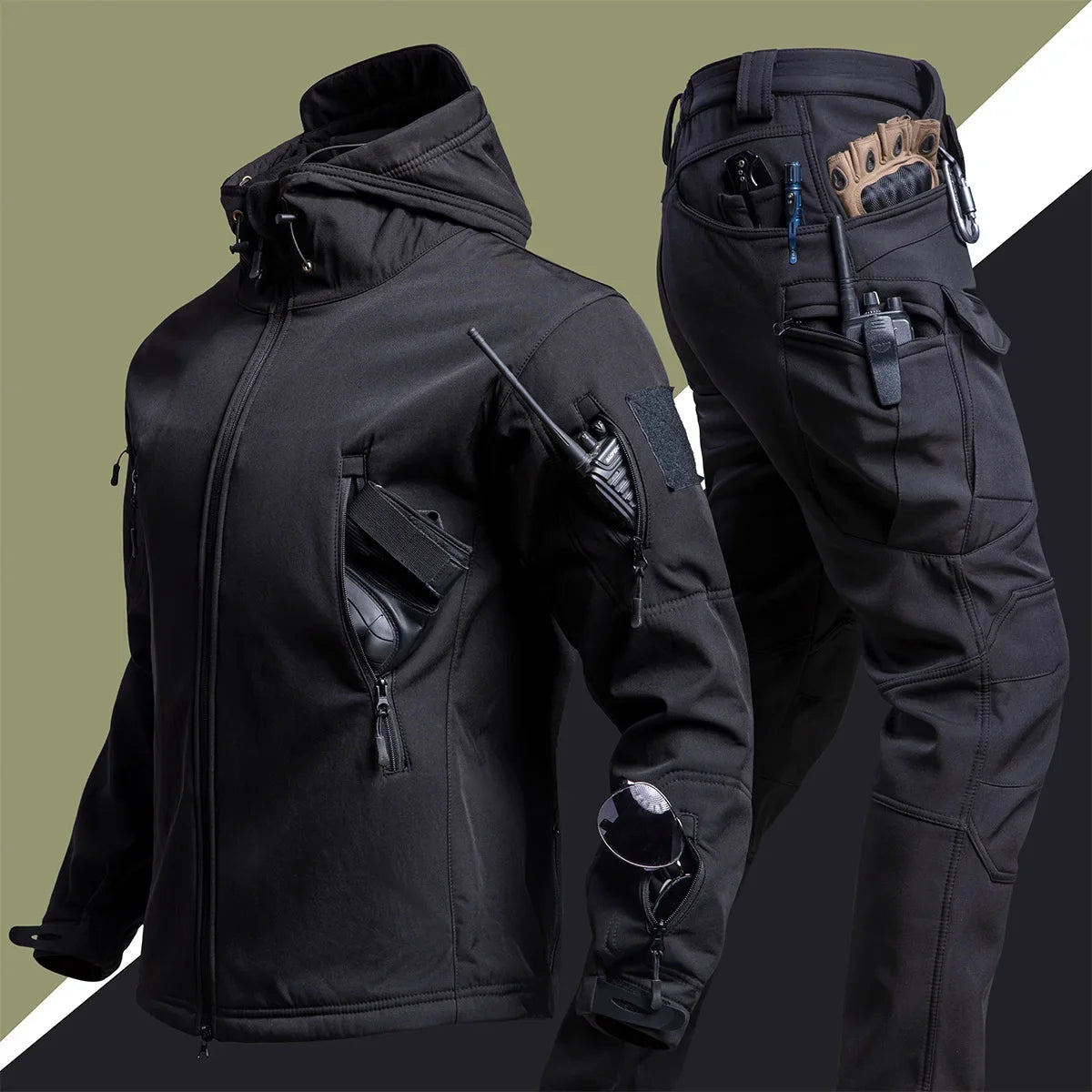Men's Tactical Fleece Set – Waterproof Soft Shell Jacket & Pants