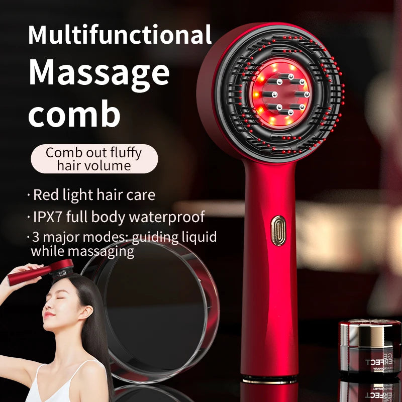 Red Light Therapy Scalp Massage Comb — Anti-Hair Loss LED Hair Growth Device