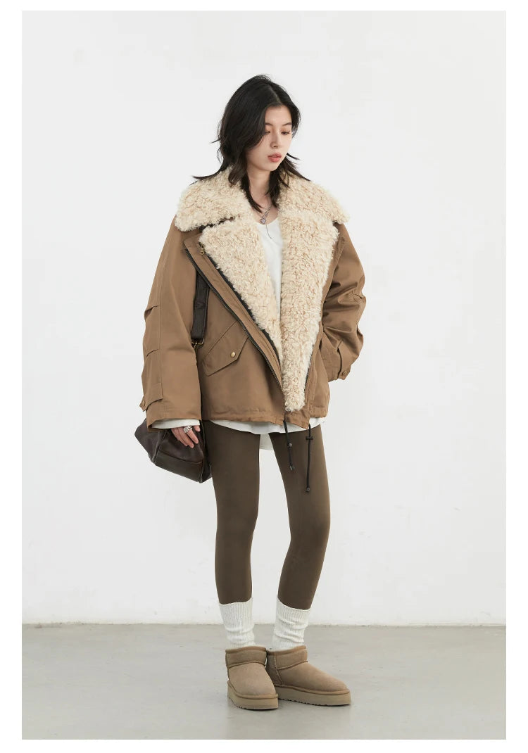 Women's Retro Motorcycle Cotton Overcoat – Loose Thick Streetwear Jacket