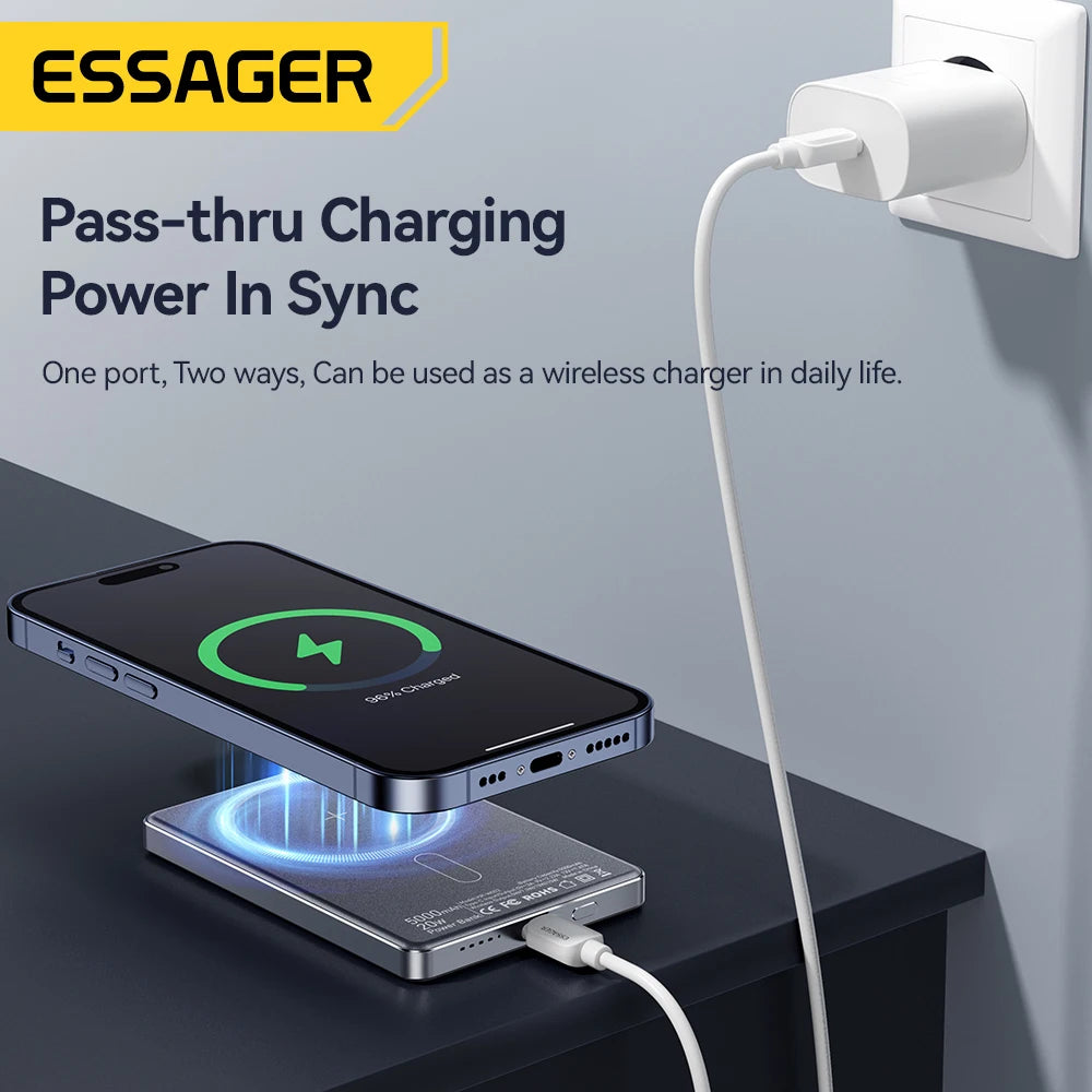 Essager Slim Wireless Power Bank — Magnetic MagSafe Compatible Portable Charger