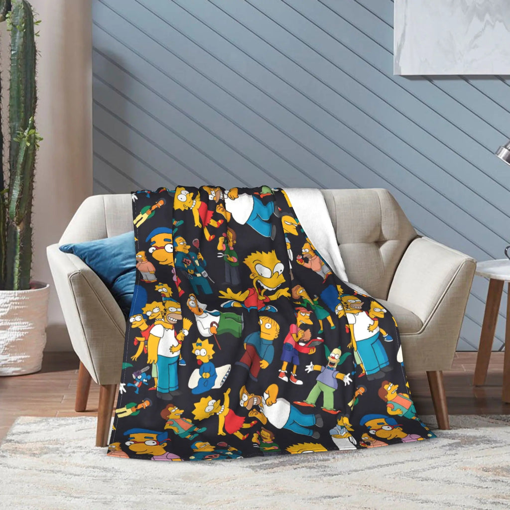 Simpsons Character Super Soft Plush Throw Blanket – Flannel Fleece Bedspread