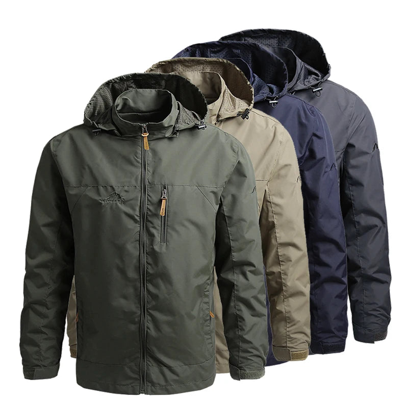 Men's Tactical Waterproof Hooded Windbreaker Jacket