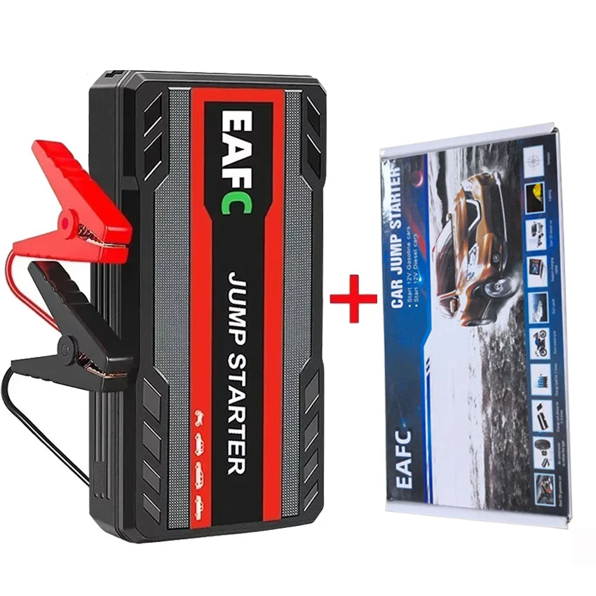 EAFC Portable Car Jump Starter — 600A–2000A Peak, 12V Battery Booster & Power Bank with LED Light