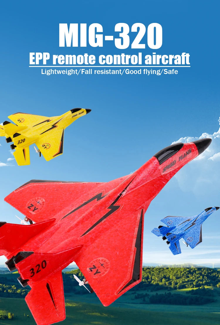 Parkten P320 2.4G RC Fixed Wing Glider Airplane – Hand Throw Foam Fighter Plane for Boys