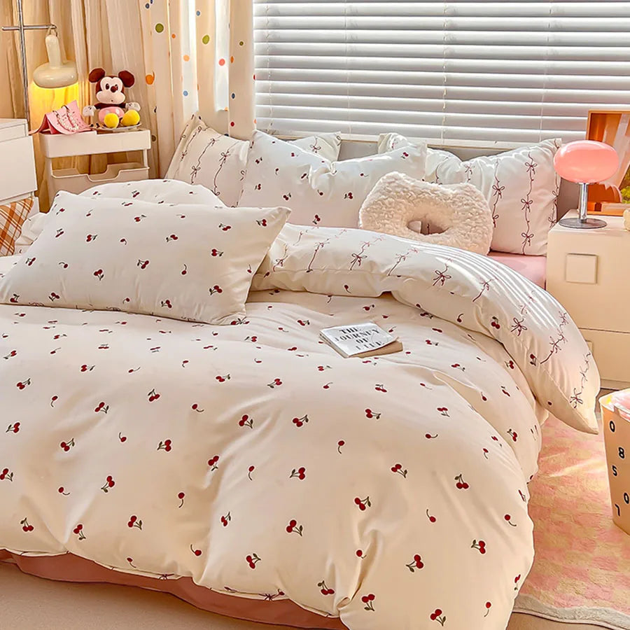 European-Style Washed Cotton Pillowcase | Soft & Breathable, Simple Printed Down Comforter Protection Cover