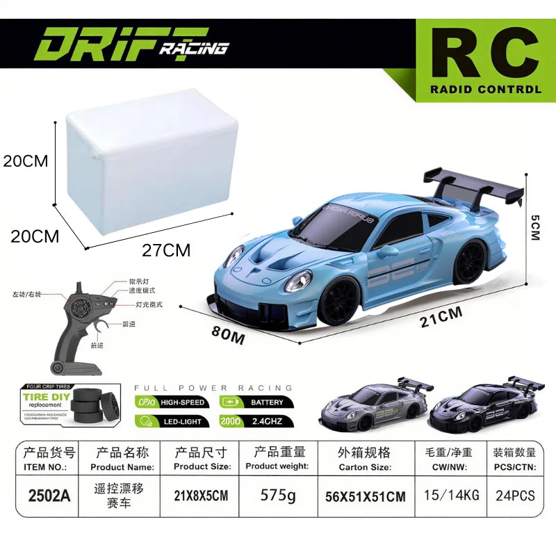 1:24 Scale RC Drift Racing Car – GT3 RS / Porsche 911 / SU7 High Speed Remote Control Models