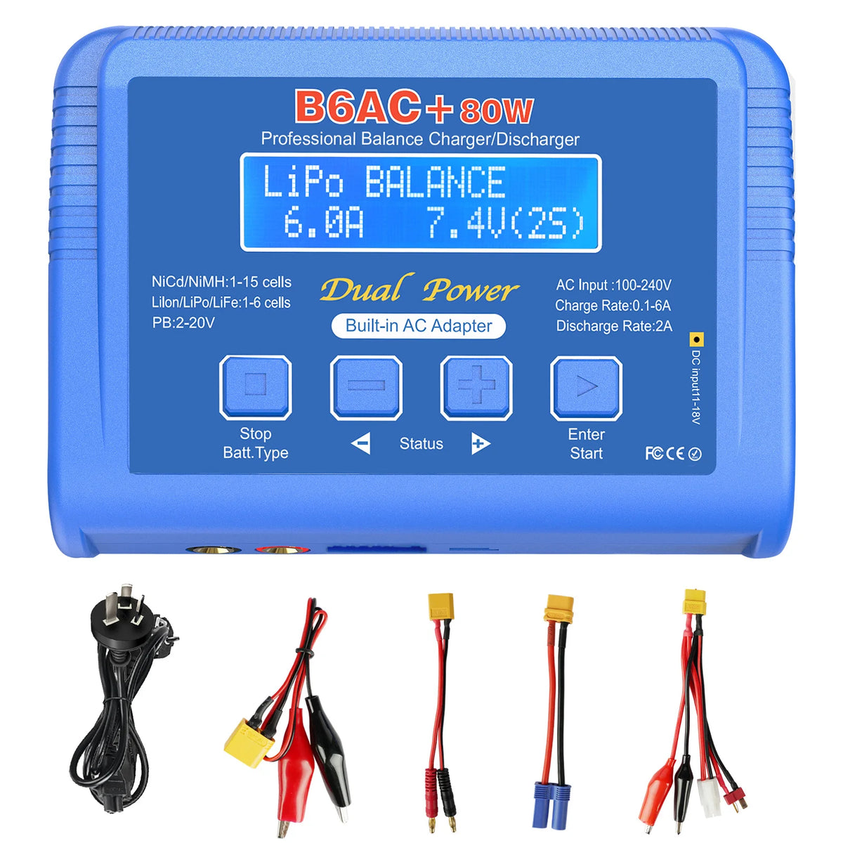 iMAX B6 80W LiPo Balance Charger Discharger – NiMH, Li-ion, NiCd, LiFe, Pb with 15V 6A Adapter
