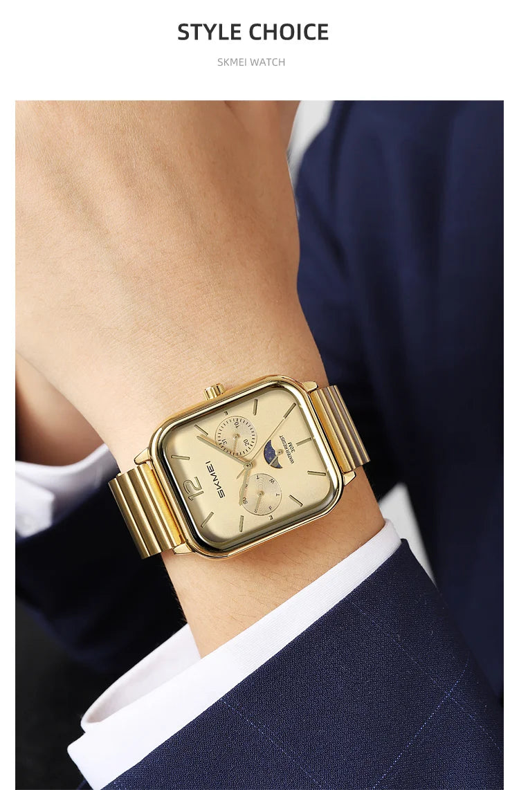 SKMEI Men's Luxury Business Quartz Watch | Waterproof Calendar Week Display Casual Wristwatch
