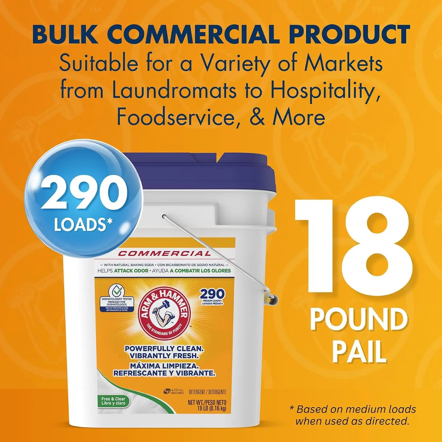 Gentle on Skin, Tough on Stains — Free & Clear Powder Laundry Detergent | 18lb Pail, 290 Loads, Sensitive Skin, HE Compatible