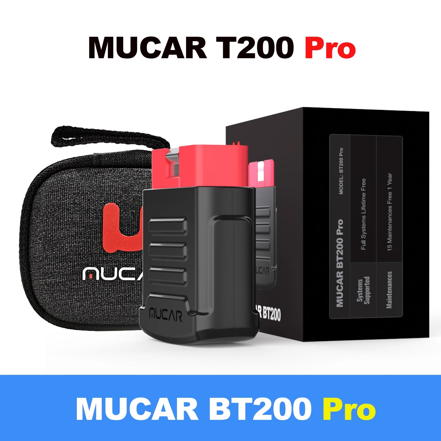 MUCAR BT200 Pro OBD2 Bluetooth Car Diagnostic Scanner — 15 Resets, Full System, 120+ Car Brands