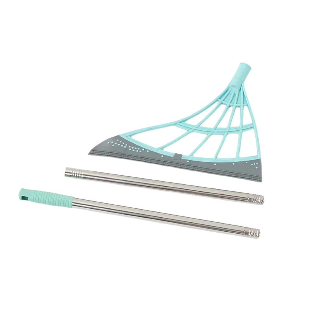 Sweep. Squeegee. Shine. — Silicone Magic Rubber Broom & Floor Squeegee Wiper | Hair & Water Removal, Bathroom & Garage, 1PC & 2PCS, Blue & Gray