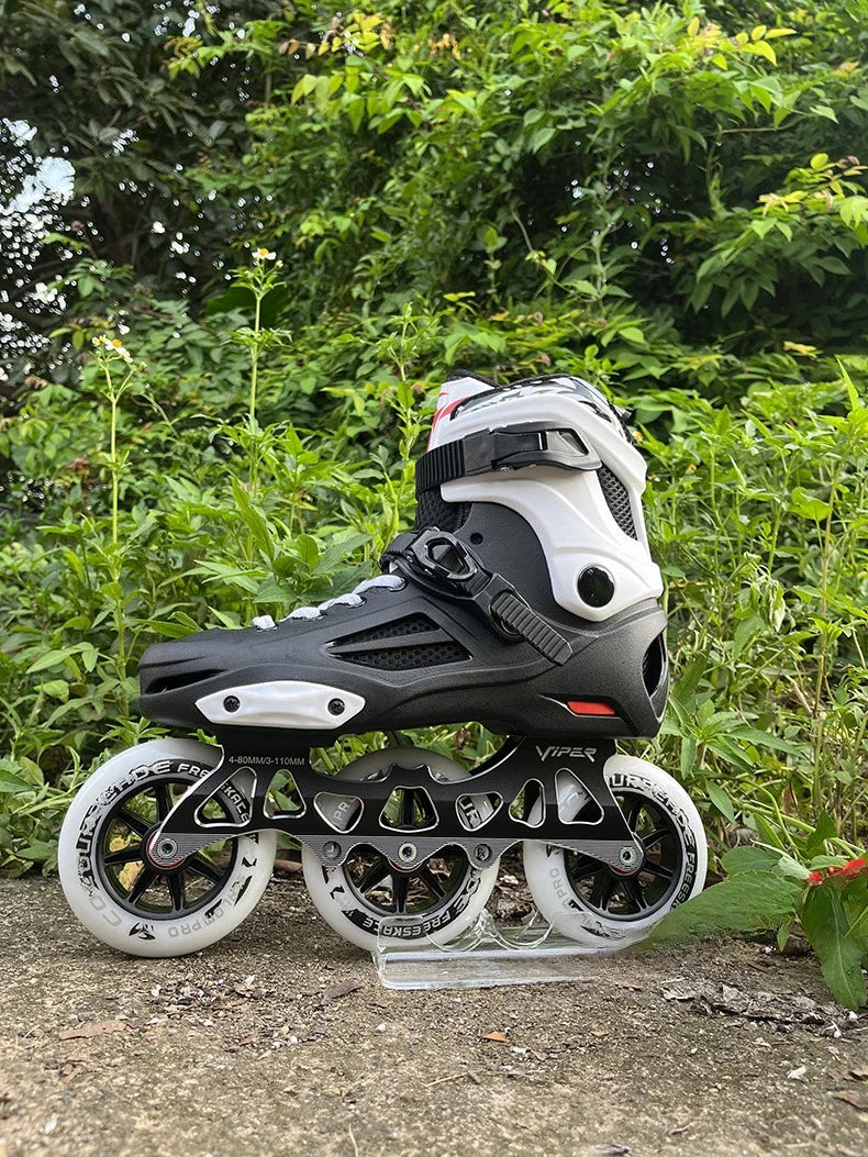 Big Wheel 3-Wheel Speed Roller Skates – Adult Professional Racing Inline Flat Skates