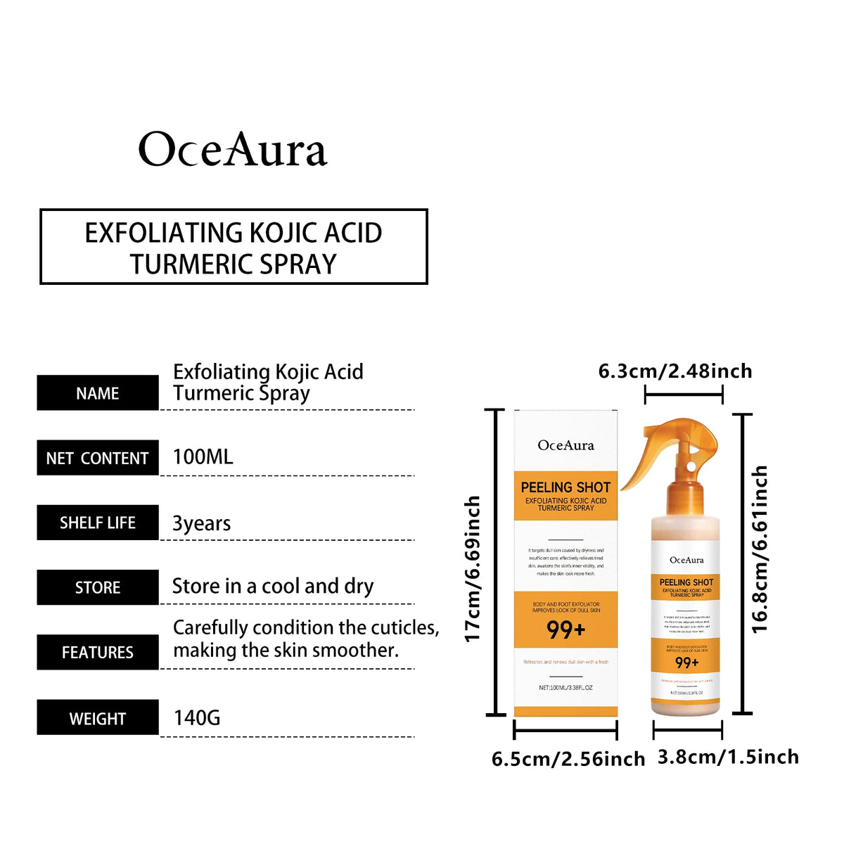 Kojic Acid & Turmeric Brightening Spray & Serum – Exfoliating, Hydrating & Firming Skin Care