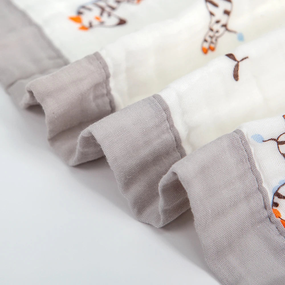 6-Layer Cotton Gauze Baby Swaddle Blanket – Breathable Cartoon Newborn Wrap & Bath Towel