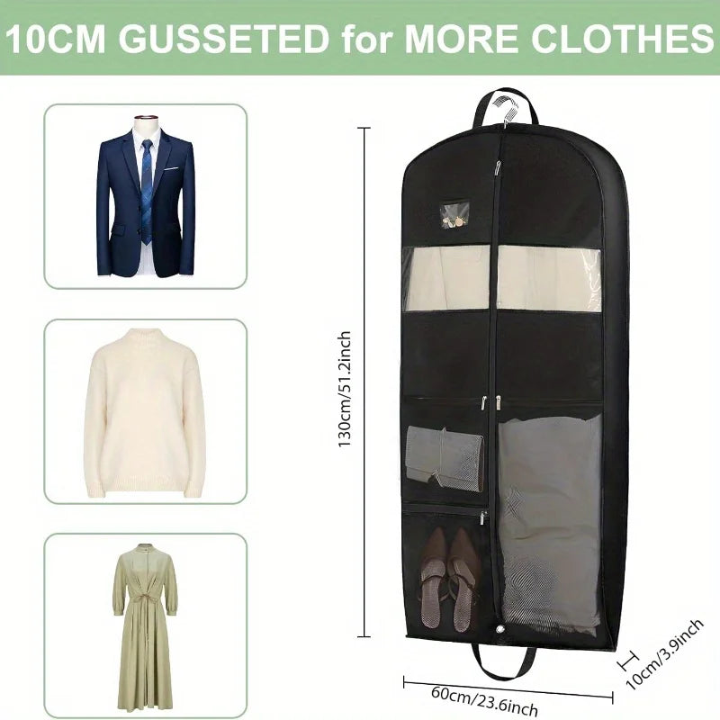 Foldable Garment Bag with Zipper — Hanging Suit & Dress Travel Bag with Handles