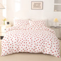 Red Heart Print Duvet Cover Set – 3-Piece Soft Skin-Friendly Bedding with Pillowcases, Twin to King