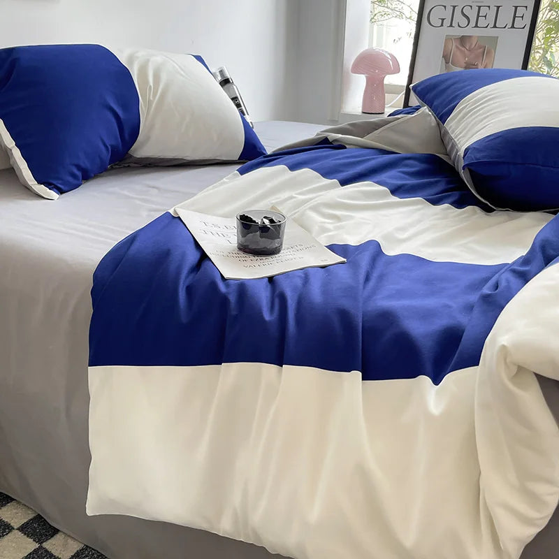 Stripes & Dots Duvet Cover Set – Quilt Cover, Bed Sheet & Pillowcases, Queen Size