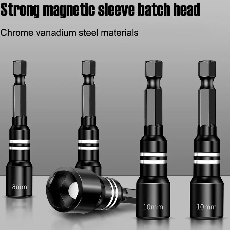 Magnetic Hex Shank Nut Driver Set — Power Tool Bit Adapter for Drill & Impact Driver