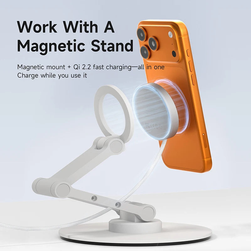 Hagibis Qi2.2 25W Dual-Sided Magnetic Wireless Charger – MagSafe Pad for iPhone 14–17 & AirPods