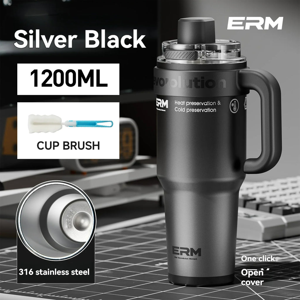 1200ml Insulated Tumbler with Straw & Handle