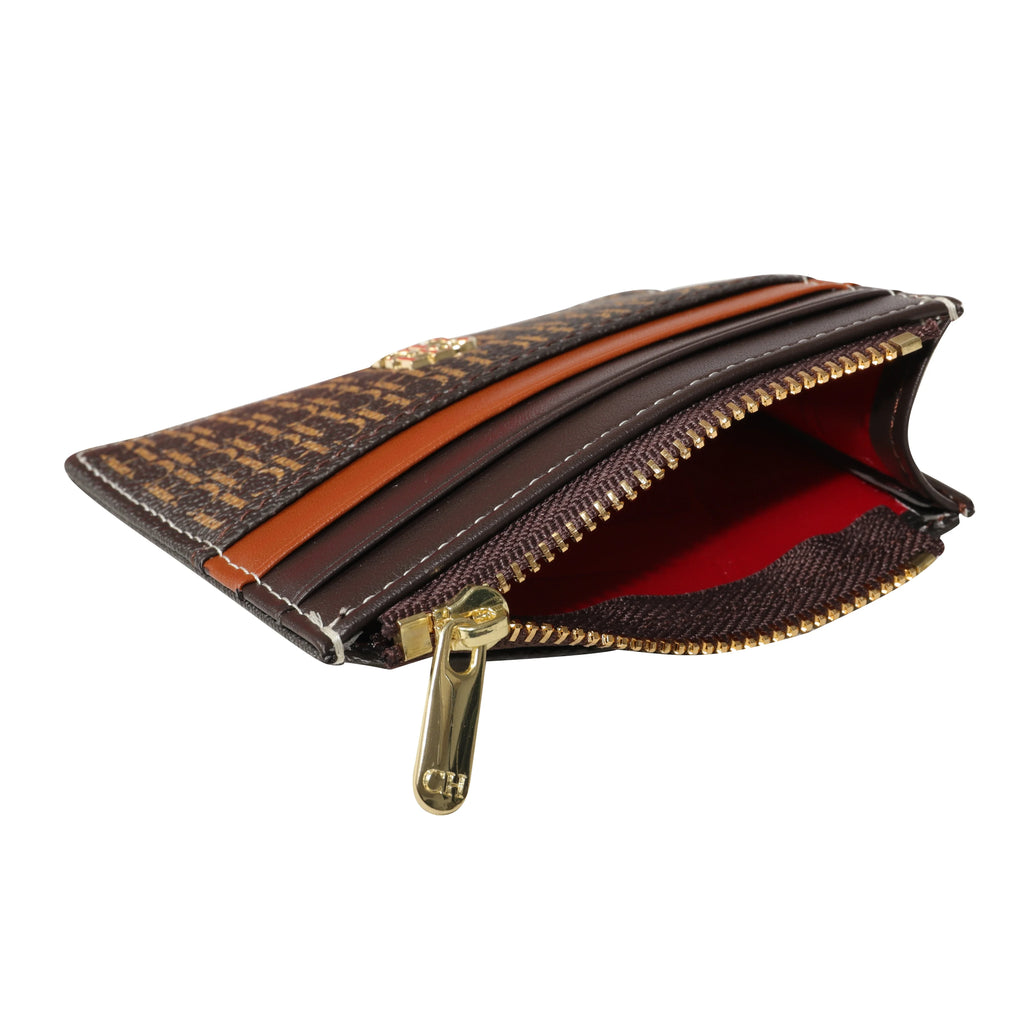 CH Letter Accent PU Leather Card Case Wallet – Elegant Compact Designer Wallet for Women
