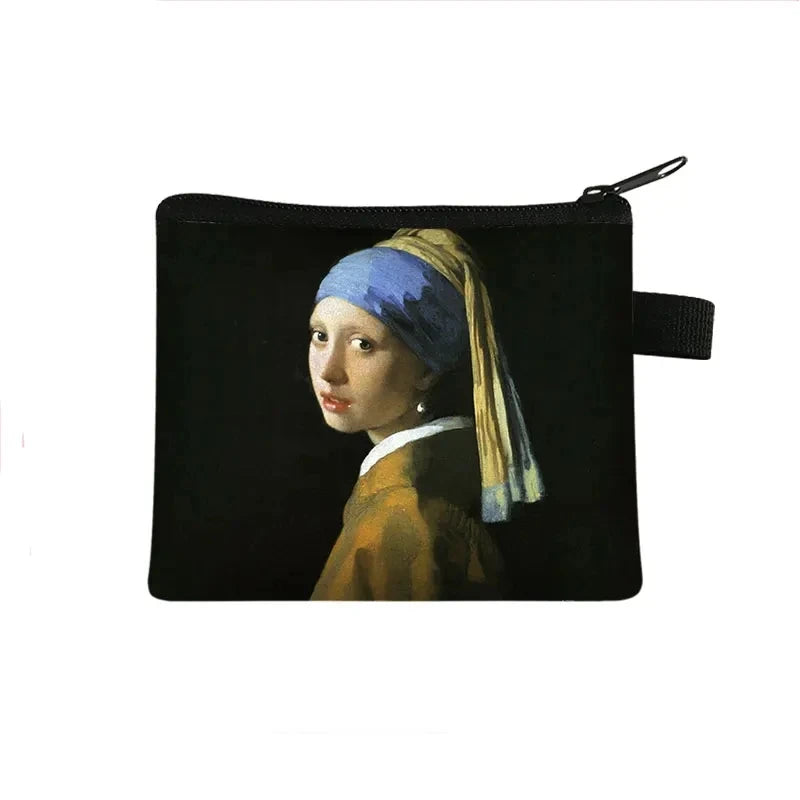 Vintage Oil Painting Floral Coin Purse Mini Clutch Wallet – Bohemian Nylon Organizer Wallet for Women