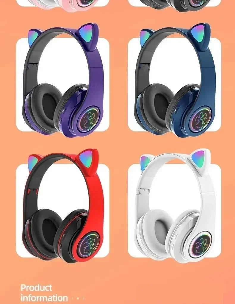 Cat Ears Bluetooth Headphones — Stereo Gaming Headset with Mic