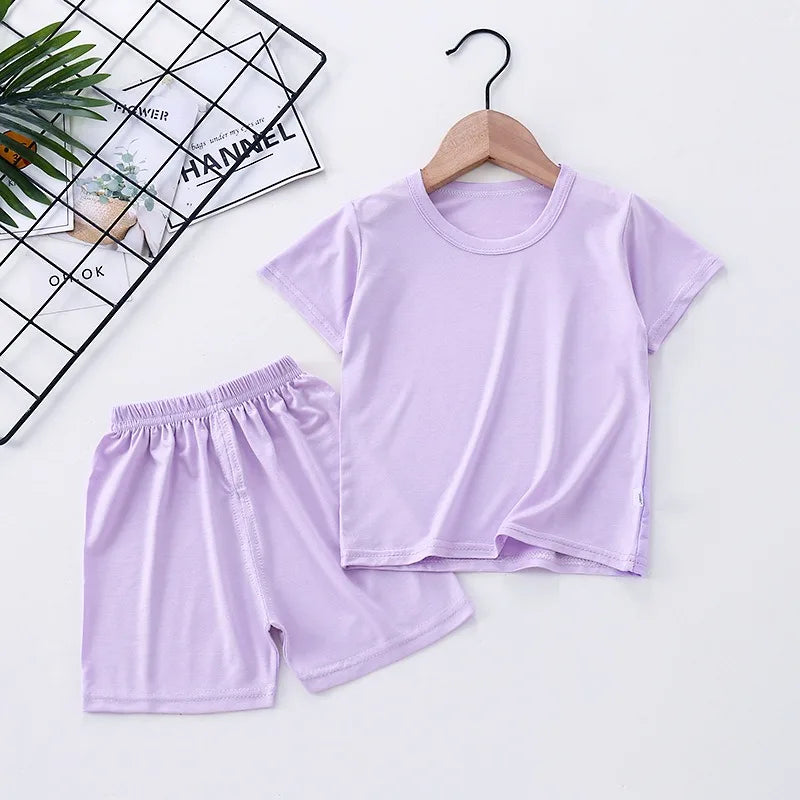 Baby Girls Modal Pajamas Set | Spring Summer Kids Homewear Nightwear Indoor Clothing