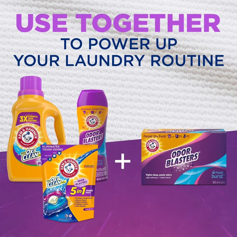 Forget the Funk — Ultra Fresh Scented Dryer Sheets | 120 Count, Odor Blasting Technology, Static Control, Fabric Softening, Fresh Burst