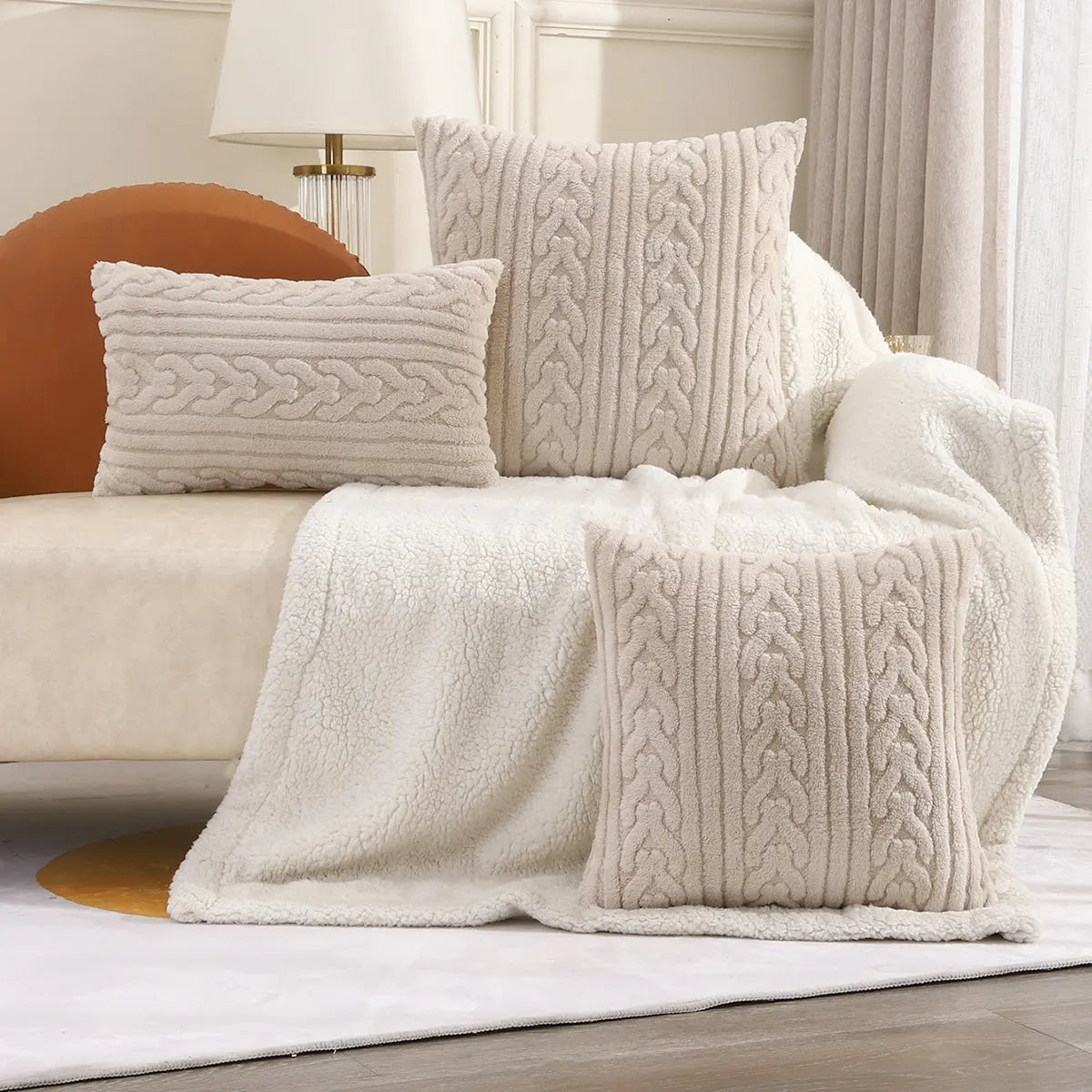 Super Soft Plush Pillow Cover – Nordic 3D Geometric Design, Hidden Zipper, Multiple Sizes