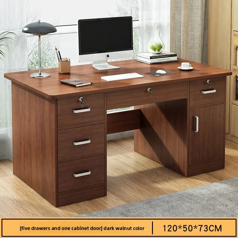 Modern Minimalist Writing & Computer Desk — Durable Wood Office Desk in Oak & Dark Walnut