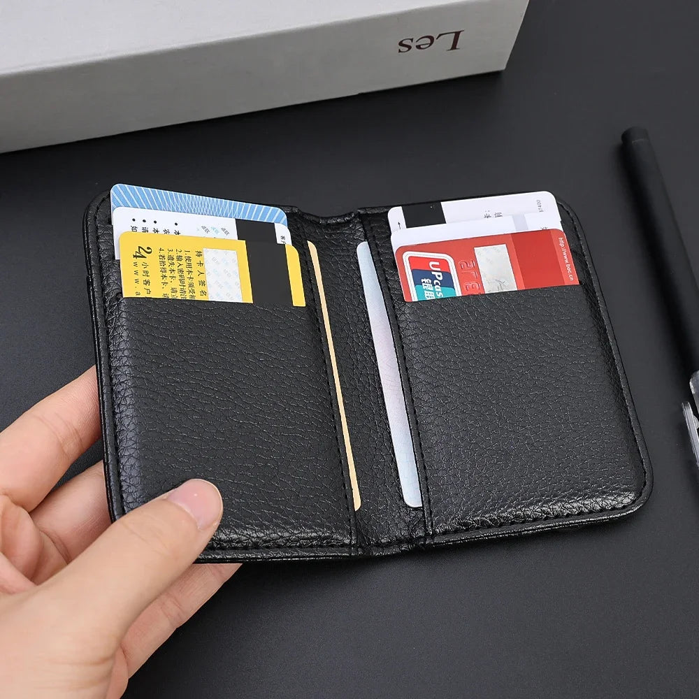 Super Slim PU Leather Card Wallet – Portable Mini Credit Card Holder for Men & Women