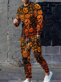 Men's Retro Quilted Print Long Sleeve T-Shirt & Pants Set – Casual Street Sport 2-Piece
