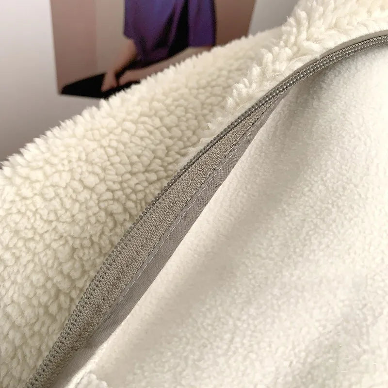 Japanese Fleece Zip Jacket – Unisex Loose Warm Lamb Wool Coat for Couples